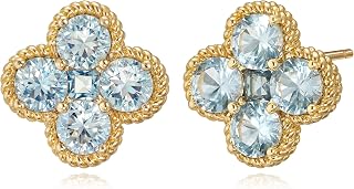 Clover Earrings for Women - 12 Month Birthstone Earrings 14k Gold Plated Four Leaf Clover Hypoallergenic Stud Lucky Jewelry Gift for Women