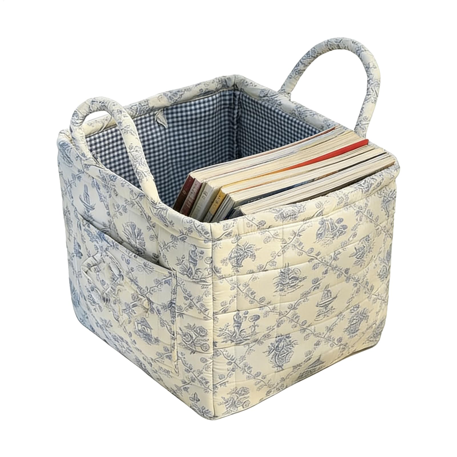 Panier matelassé de rangement en tissu pour le linge et les vêtements
