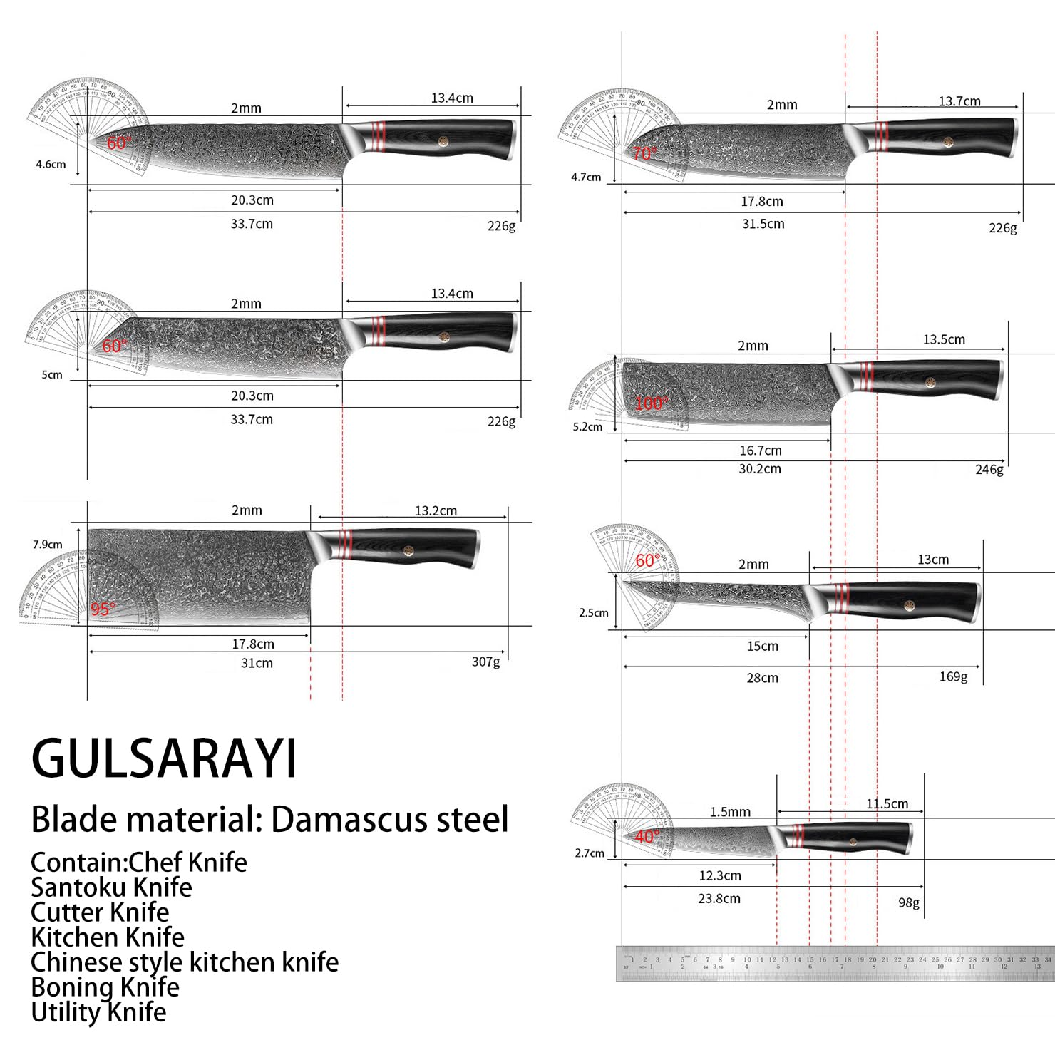 6-inch Boning Knife Kitchen Utensils Set Damascus Steel Knife Home Essentials Daily Household Use Box Packing
