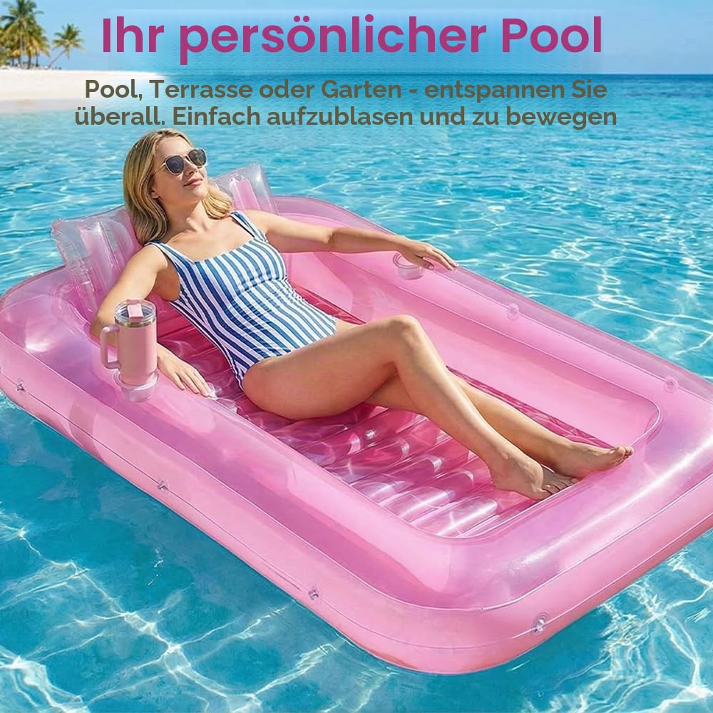 Mineup 178 x 116 cm Luftmatratze Pool, Luftmatratze Wasser Aufblasbar Schwimmmatratze, Tanning Pool, Aufblasbarer Sonnenpool, Aufblasbare Wasserhängematte für Erwachsene
