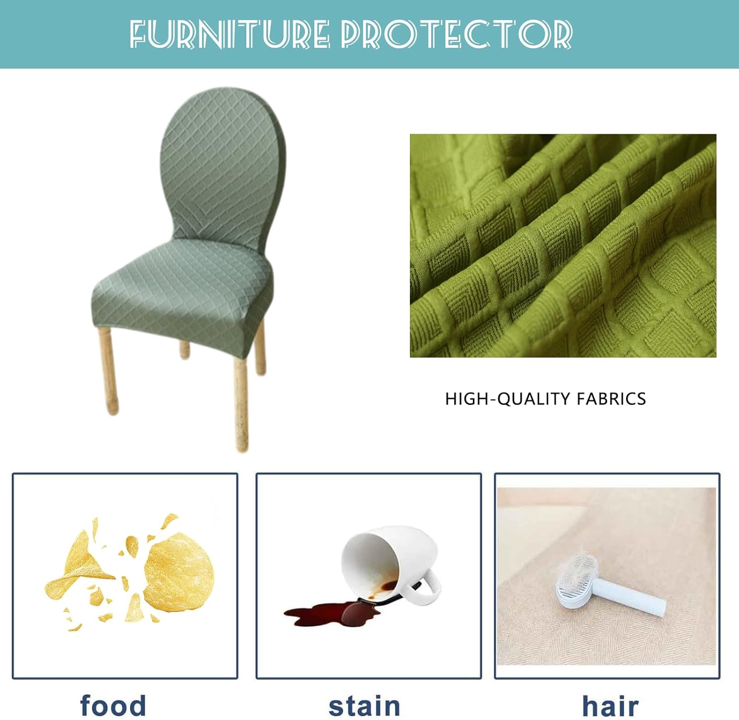 Round Back Dining Chair Cover Set of 2/4/6 Stretch Chair Cover for Dining Room Kitchen Elastic Fitting Dining Chair Covers Solid Color Dining Chairs Slipcovers Chair Protector Cover for Hotel