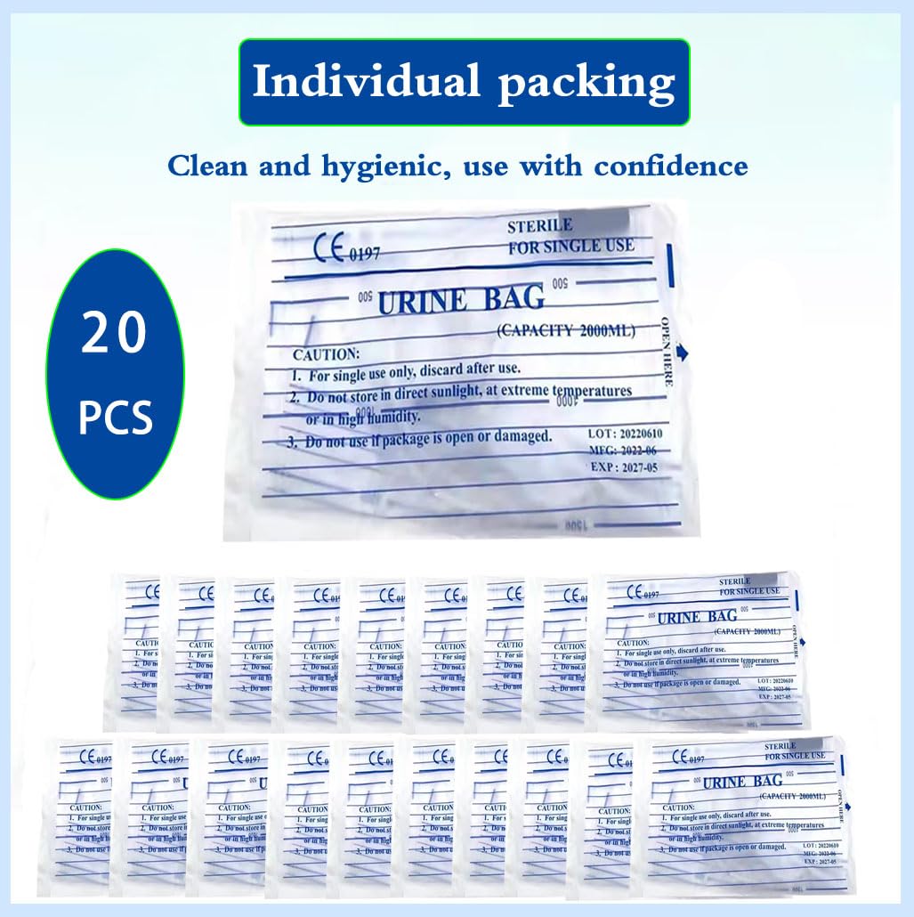 Urine Drainage Bags - 20 Pack, Leak-Free & Easy Drain -6