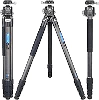 Vista 1 de ARTCISE - Trípode compacto de fibra de carbono con cabeza de bola de perfil bajo de 1.732 in, monopie profesional resistente para cámara DSLR