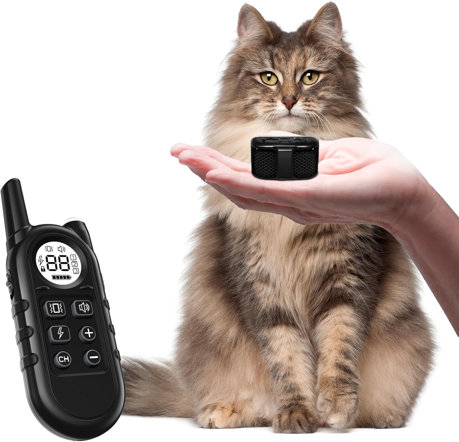 Smallest Cat Shock Collar, Ultra-Light Cat Training Collar with Remote for Cats 5–15lbs & Small Dogs, Waterproof, Rechargeable, 1300ft Range (Black)