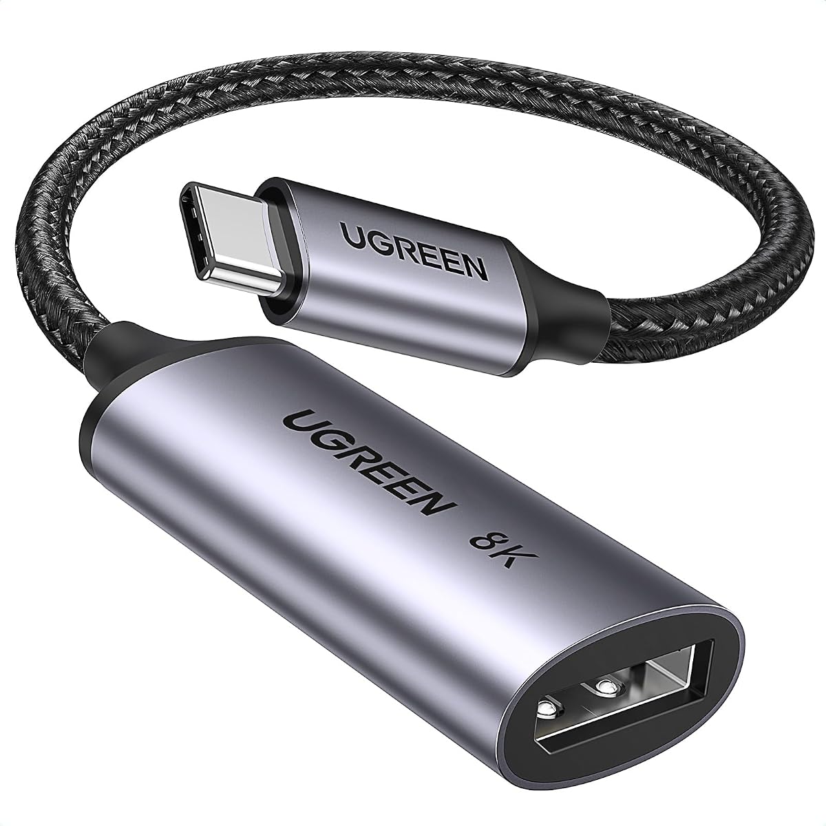 USB C to DisplayPort 1.4 Adapter Cable 8K@60Hz | 4K@240Hz, Thunderbolt 4/3, HDR, VRR, ALLM, Braided, Compatible with iPhone 17/16, Galaxy S26, MacBook Pro/Air, iPad, XPS