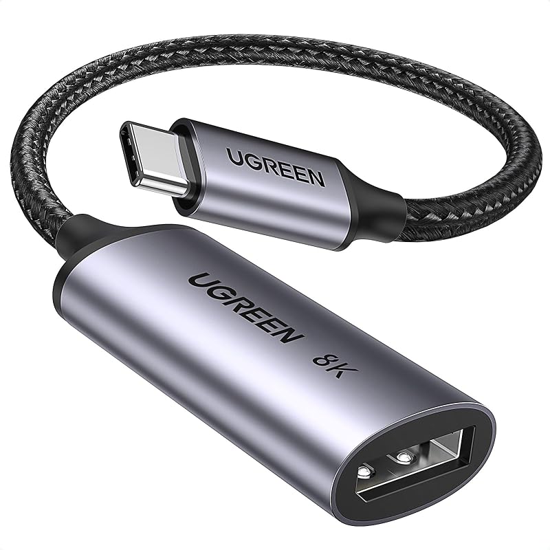 USB C to DisplayPort 1.4 Adapter Cable 8K@60Hz | 4K@240Hz, Thunderbolt 4/3, HDR, VRR, ALLM, Braided, Compatible with iPhone 17/16, Galaxy S26, MacBook Pro/Air, iPad, XPS