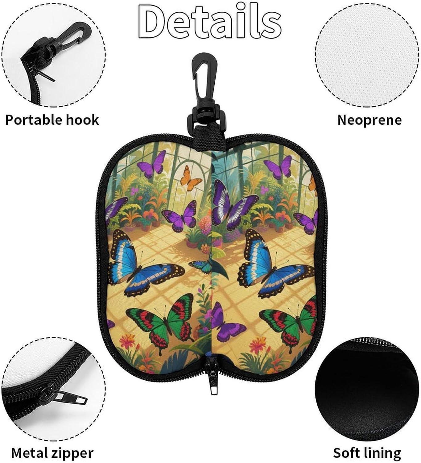 Aesthetic ButterflyPortable Neoprene Glasses Case image 3