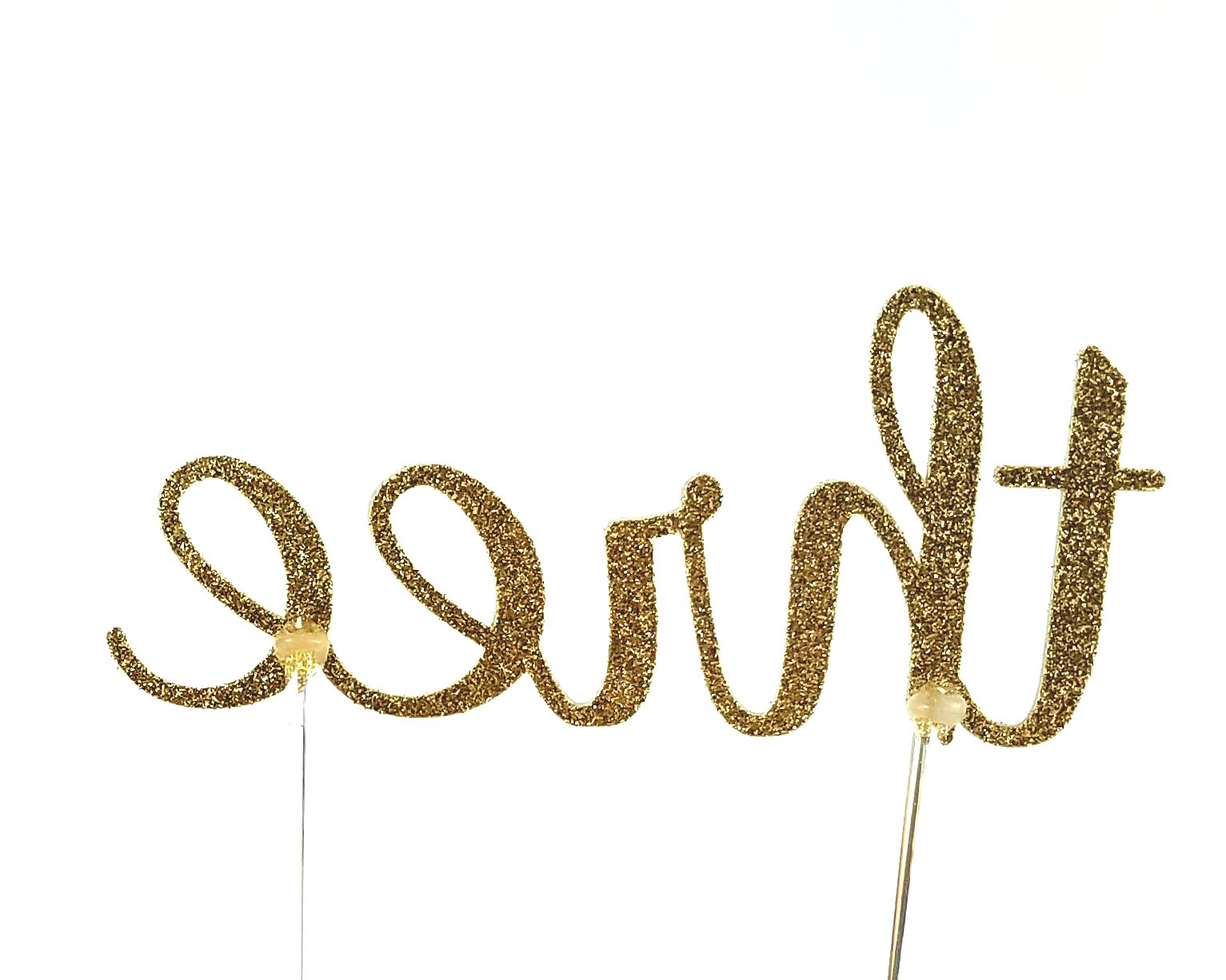 CMS Design Studio Handmade 3rd Birthday Cake Topper Decoration - Three - Double Sided Gold Glitter Stock