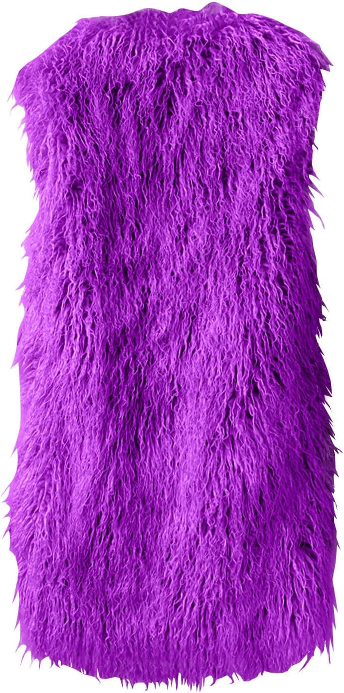 2025 Women's Faux Fur Waistcoat Winter Warm V Neck Sleeveless Casual Soft Shaggy Fuzzy Open Front Coats Outwear