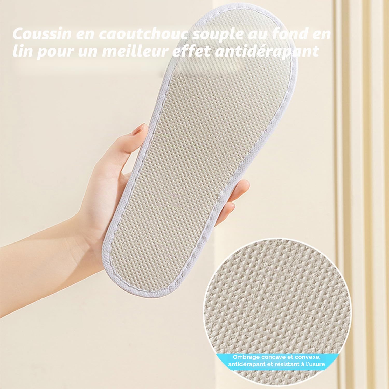 Lot de 20/40/100 paires de pantoufles jetables blanches de 5 mm - Taille universelle - Pour spa, hôtel, maison, femme et homme