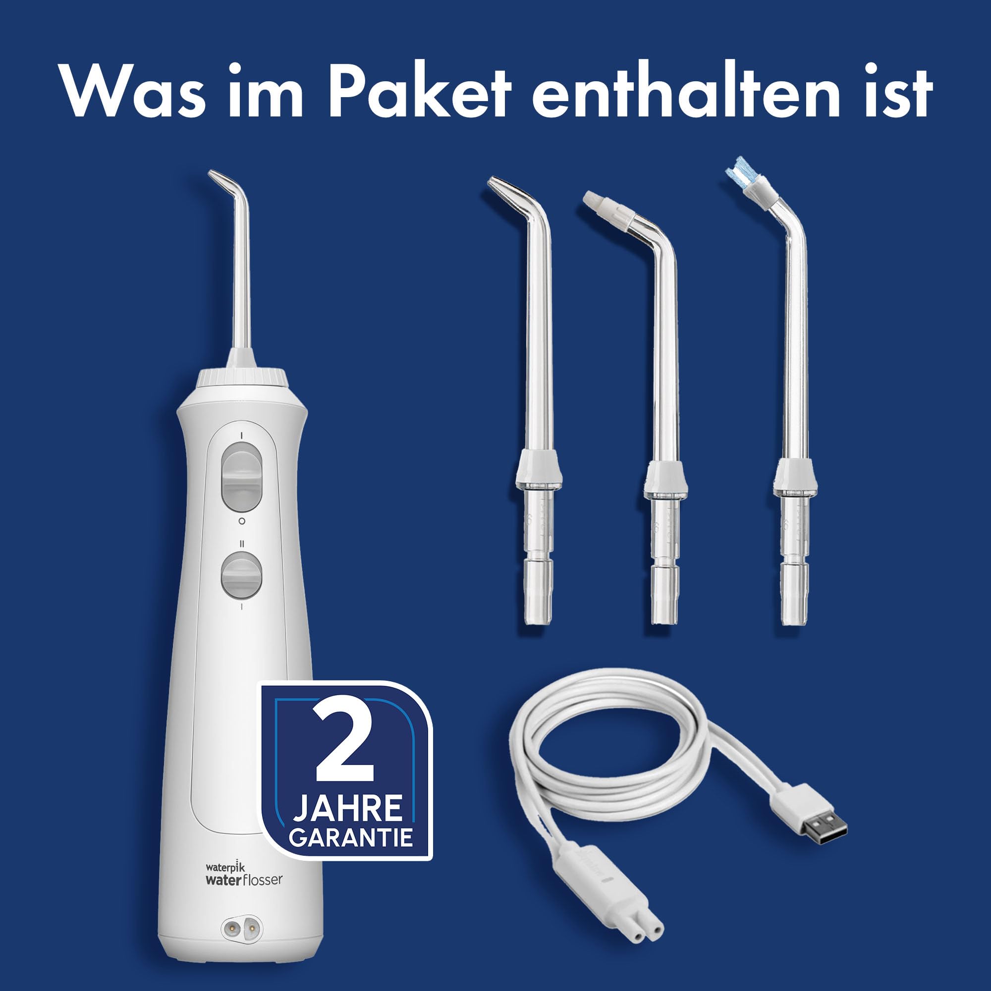 Waterpik Kabellose Munddusche, wiederaufladbar, elektrische Zahnreinigung, ideal zur Plaque-Entfernung, für unterwegs oder zu Hause - Weiß