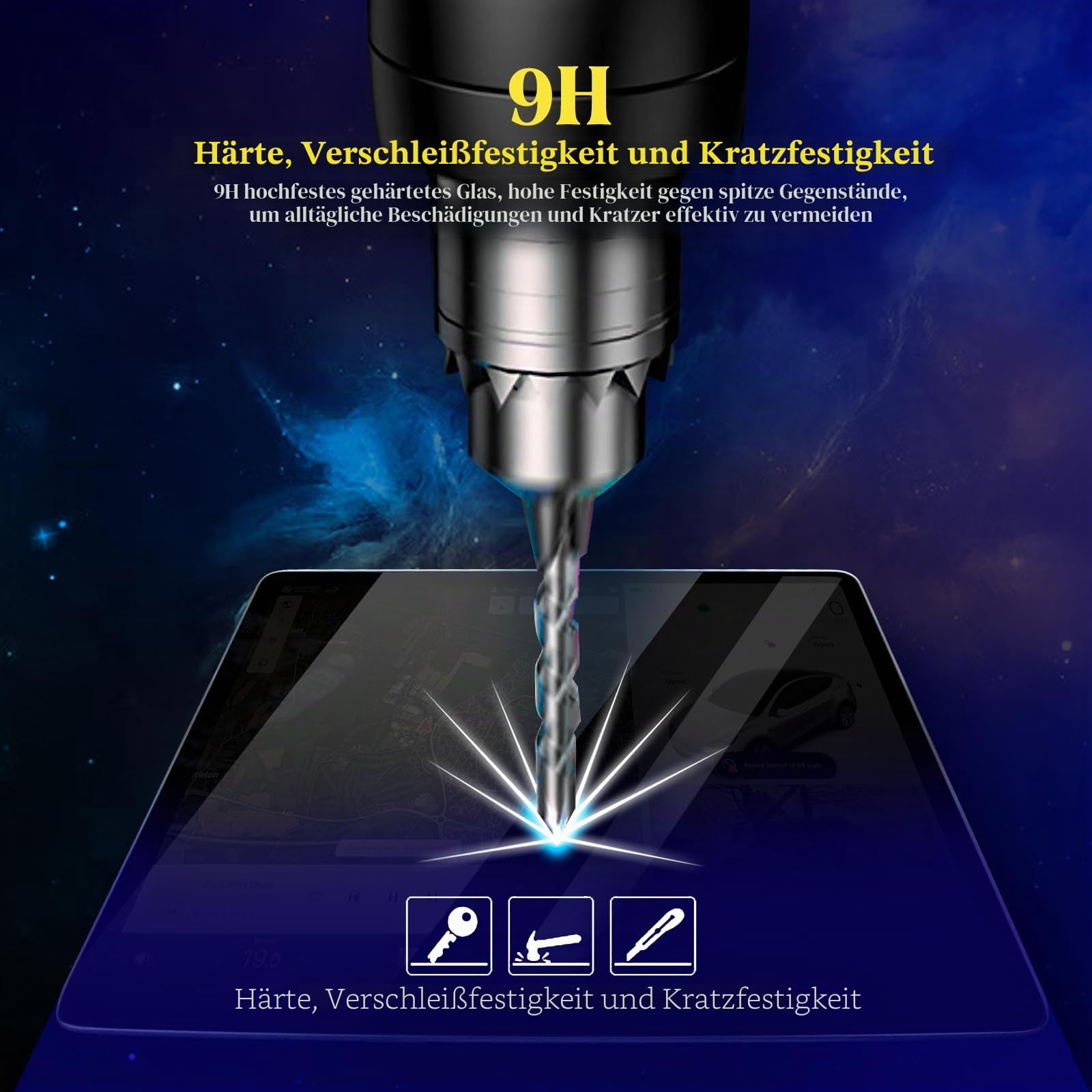 3 Stück 2024 2025 2023–2020 Audi Q7 / Q8 25,7 cm (10,1 Zoll) Displayschutzfolie, Navigation, eine kleinere 21,6 cm (10,1 Zoll) große Displayschutzfolie aus gehärtetem Glas