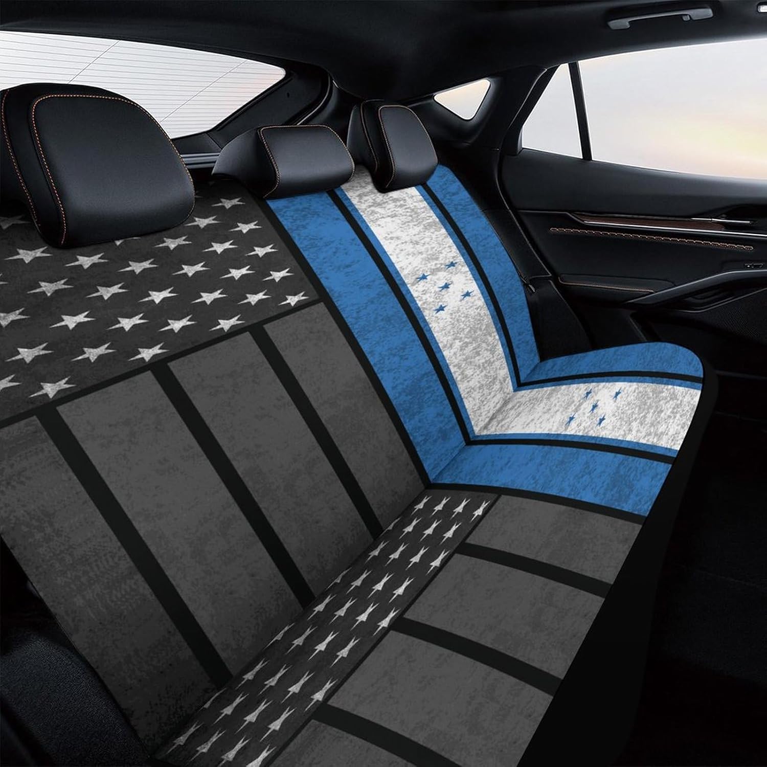 Vintage Honduras Honduran and America Flag Car Rear Seat Covers,Auto Backseat Seats Protector Car Interior Bench Seat Covers Fits for Universal Car,SUV Sedan,Truck