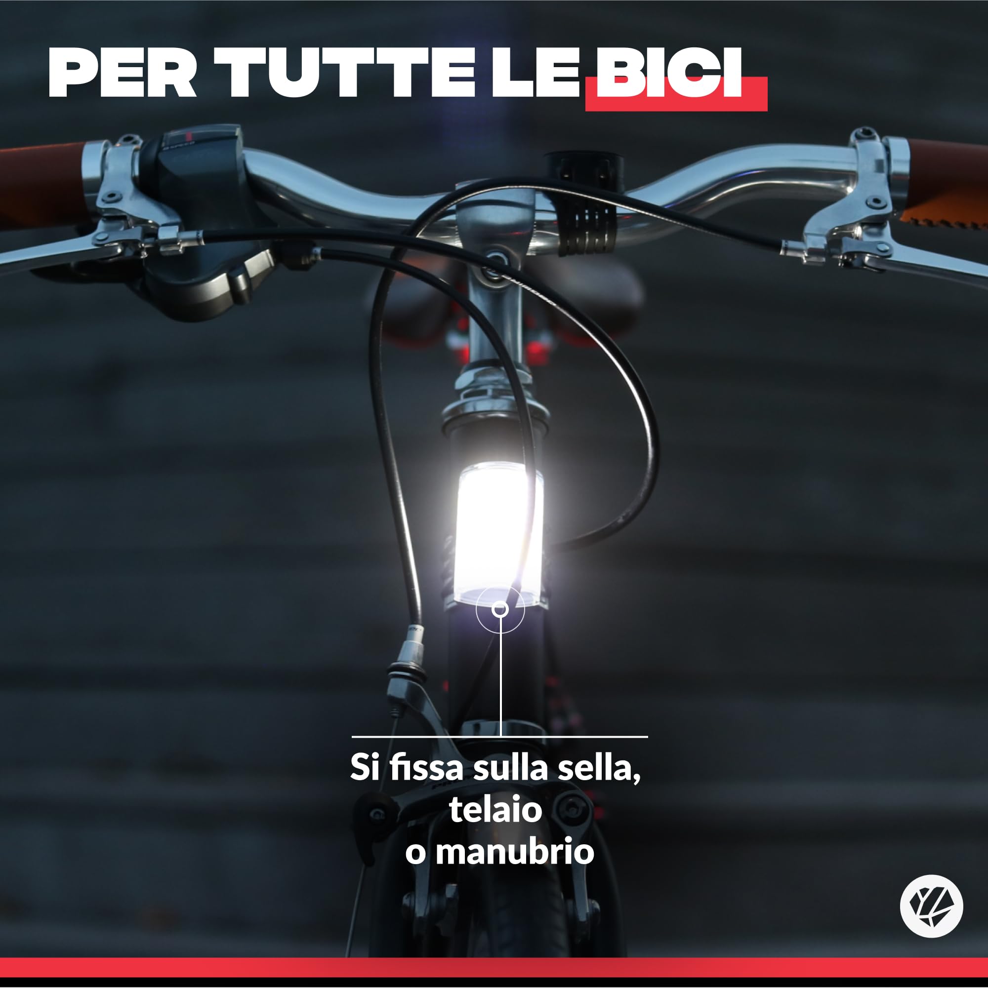 Shapeheart Kit Luci Bici Anteriore e Posteriore Magnetiche Staccabili | Manubrio, telaio e reggisella 12–50 mm | 6 modalità | Fino a 20 h | Antifurto | Resistente alla pioggia | 270° e 300°