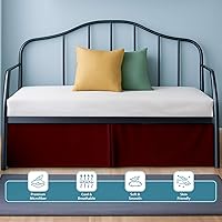 Vista 2 de Falda de cama plisada para sofá cama, falda de día individual color burdeos, caída de 12 pulgadas, 100% microfibra, falda de cama para sofá cama