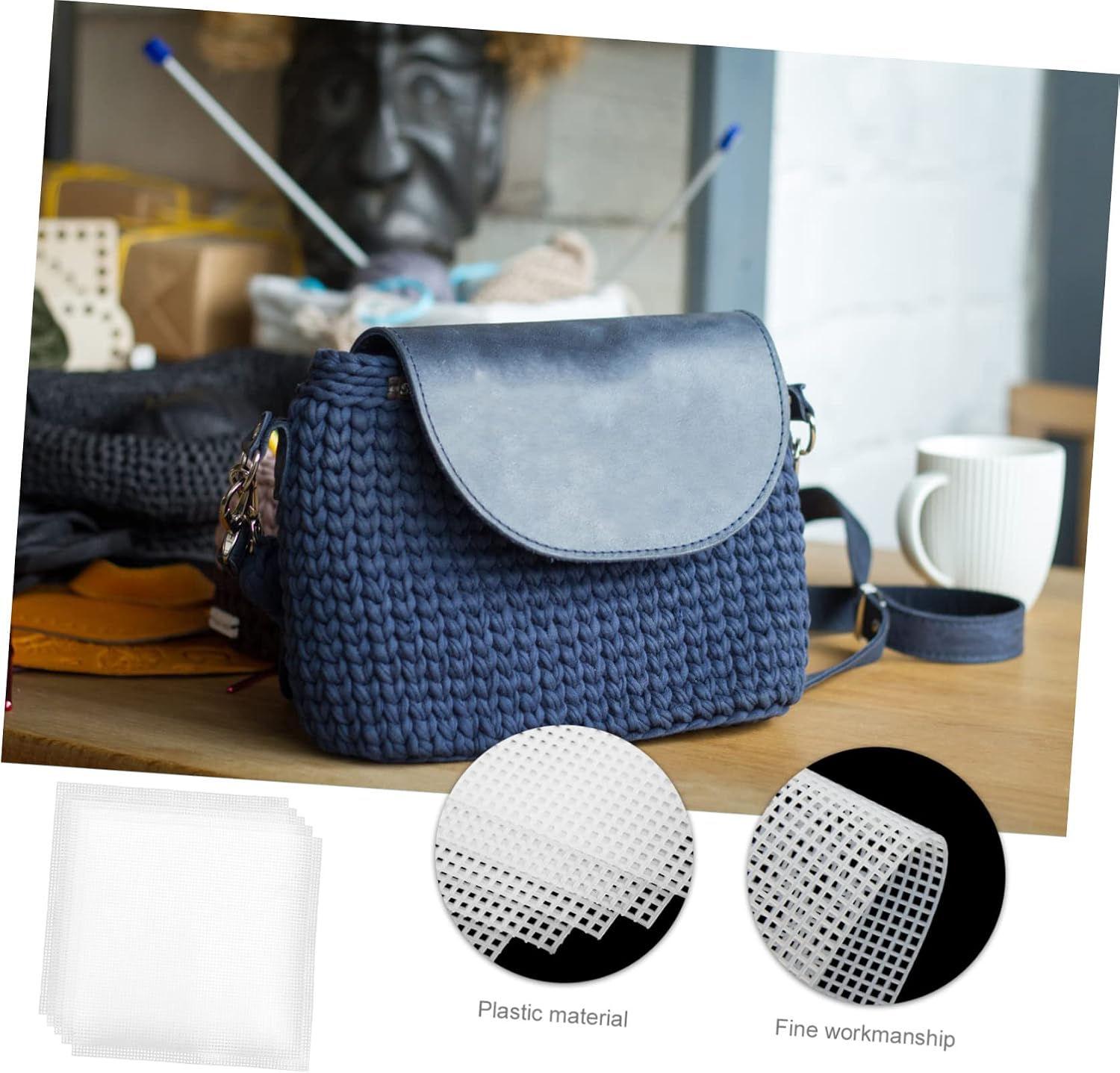 Plastic Mesh Sheets Bag Making for Crochet Project 5pcs