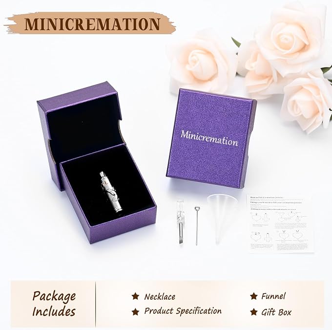 Minicremation Hummingbird Cremation Jewelry for Ashes Cylinder Flower Urn Necklace for Ashes Funeral Memorial Urn Locket Keepsake Pendant for Women