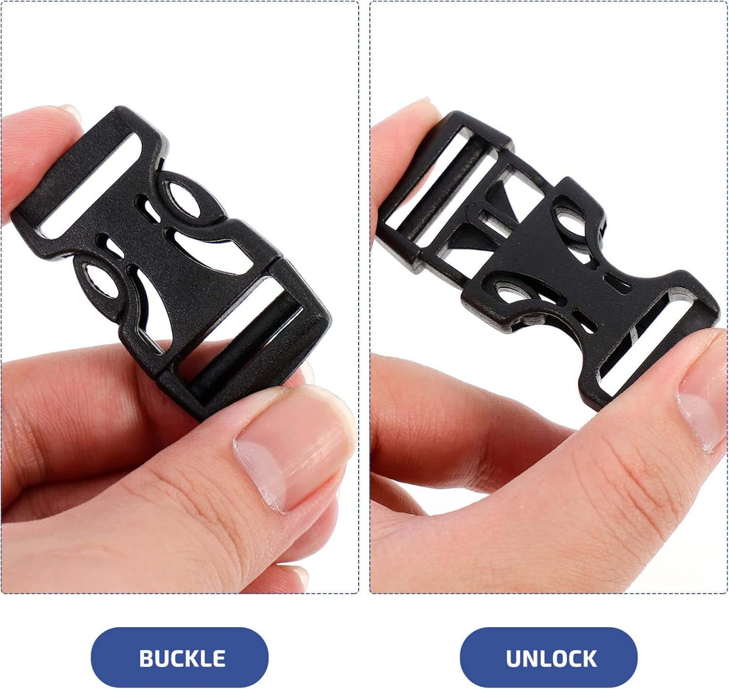 Gadpiparty 100pcs POM Side Release Buckles for Luggage Straps Quick Release Strap Buckles Compatible 2cm Wide Woven Bands for Travel Backpacks and Auto Seat Cushions