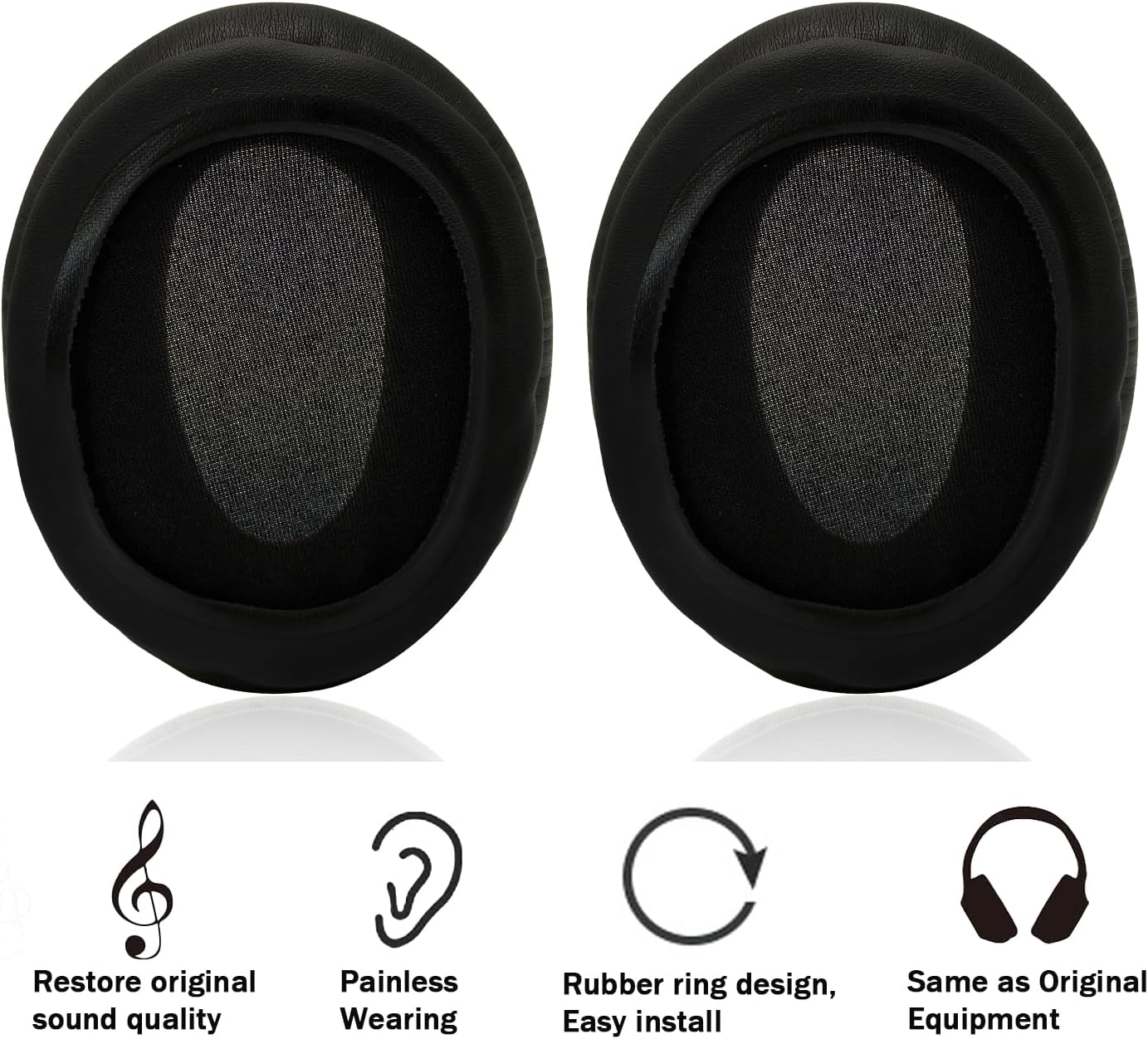 Replacement Ear Pads Cushions for Sony WH-CH700N, WH-CH710N, WH-CH720N Headphones, Earpads Cover, Headset Ear Muffs, Headphone Repair Parts (Black) - Image 4