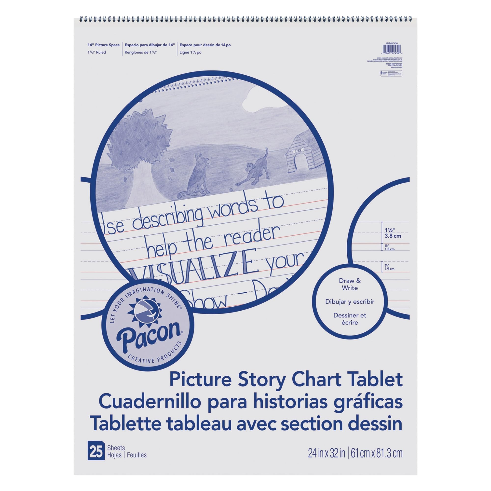 Pacon(r) PACMMK07430 Chart Tablet, Picture Story, 24" x 32", White, 25 Sheets