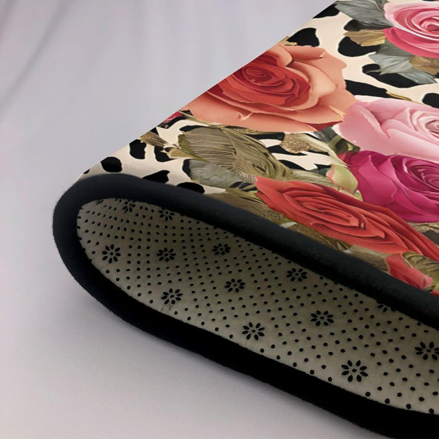 Flannel Non-Slip (Striped Leopard) Rug Pad 80×50in Soft Washable Protective for Hardwood Floors Bedroom Bathroom Living Room