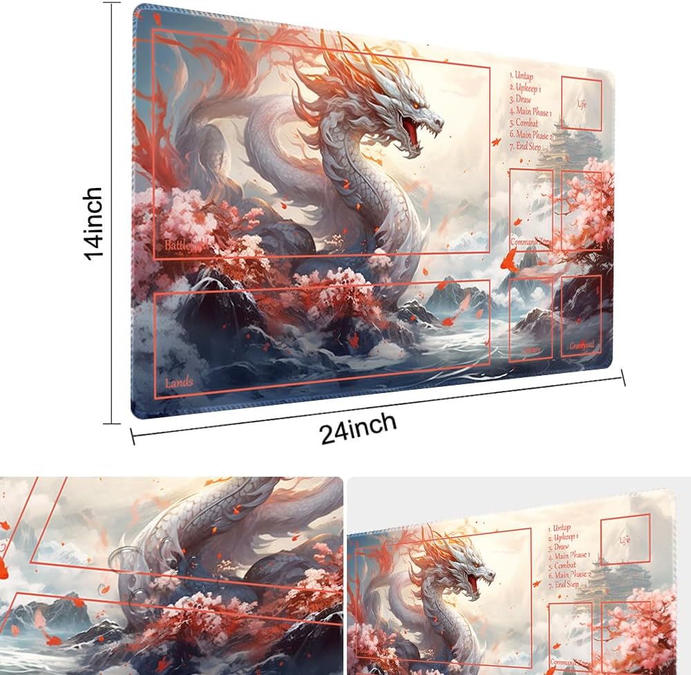 MTG Playmat Size 24x14in Free Storage Bags Non-Slip Backing Printing, Ideal for Card Game Enthusiasts TCG Playmat (Guardian,with Zone)