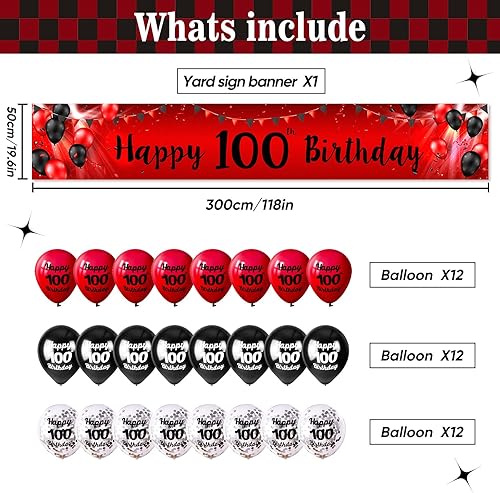 Miniatura 9 de Cartel de feliz cumpleaños 25 con kit de arco de globos, color rojo y negro, decoraciones temáticas de fiesta de cumpleaños de 25 años, pancarta