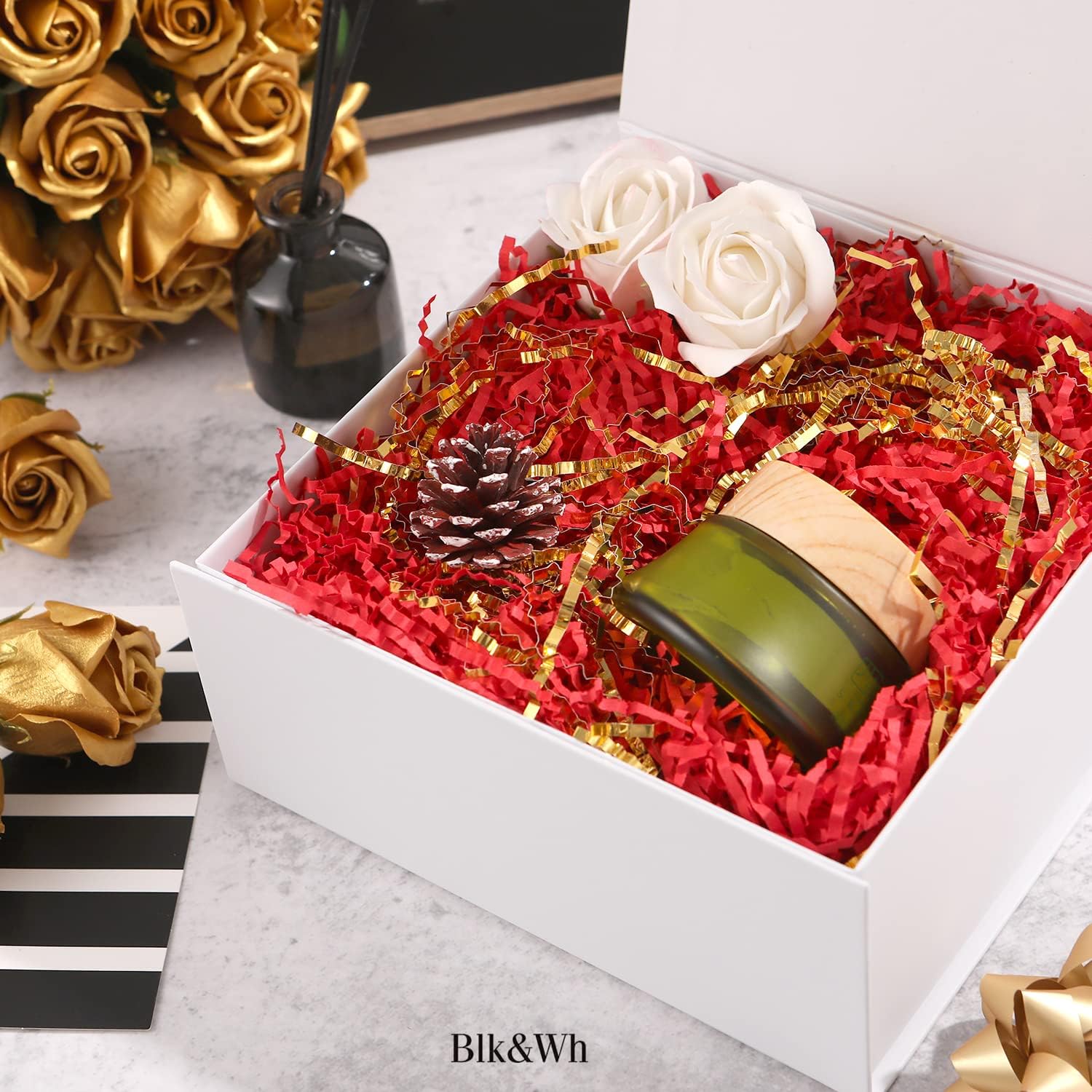 6 Gift Boxes with Magnetic Lids 7.5x7.5x3 Inches (Matte White) image 2