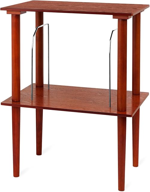 Victrola Support en bois pour centres de musique en bois avec étagère de support de disques, Acajou