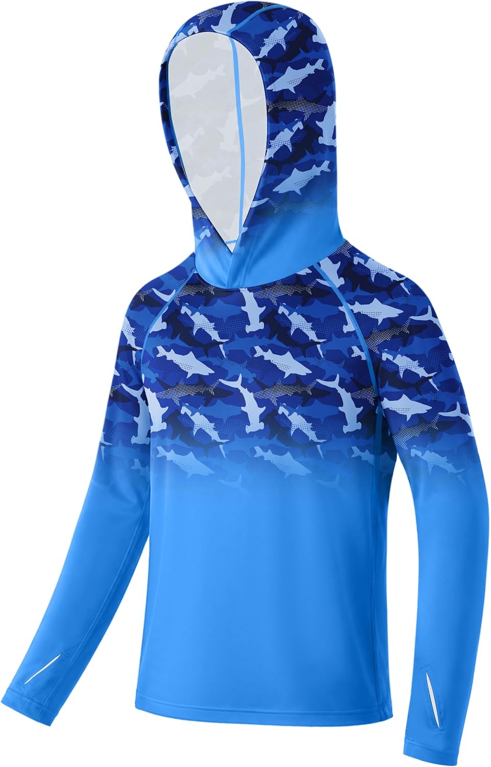 Boys Rash Guard Fishing Hoodie, UPF 50+ Long Sleeve Hooded Sun Shirts, UV Kids Youth SPF Swim Beach Water Shirt