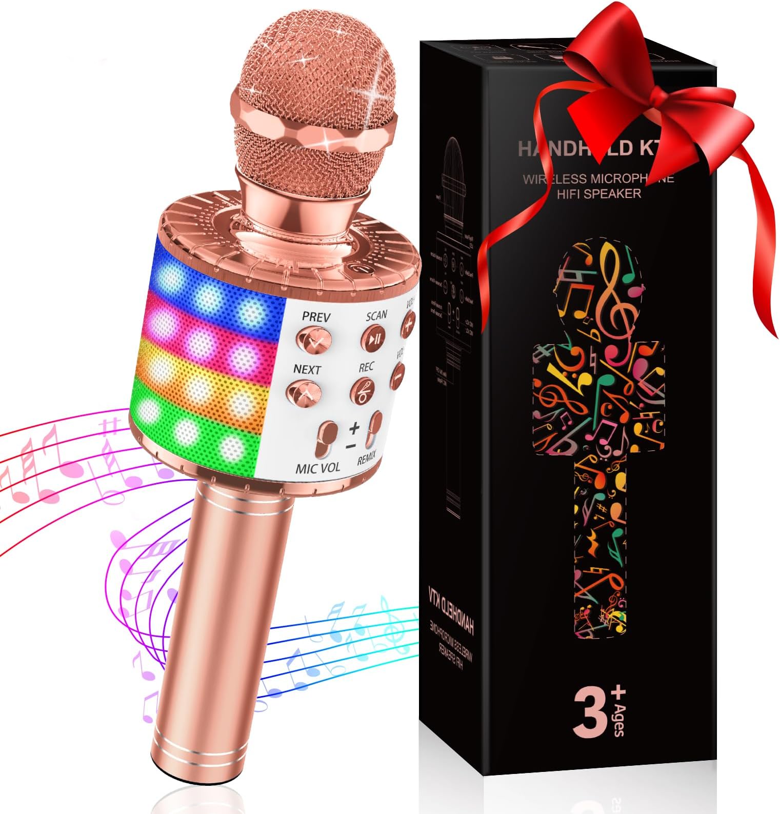Microphone Karaoké Bluetooth Pour Enfants - GeschenPark Fun Avec Écho Et Lumière | Cadeau 4-12 Ans