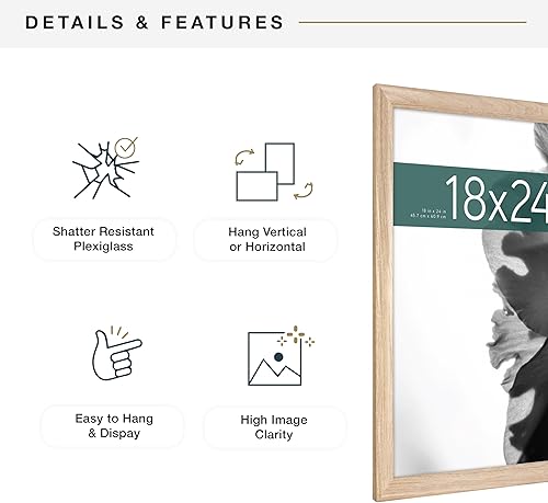 Vista 312 de MCS Studio Gallery Marco para póster de 16 x 24 pulgadas, imitación de veta de madera de color negro, colgar en horizontal o vertical, grande
