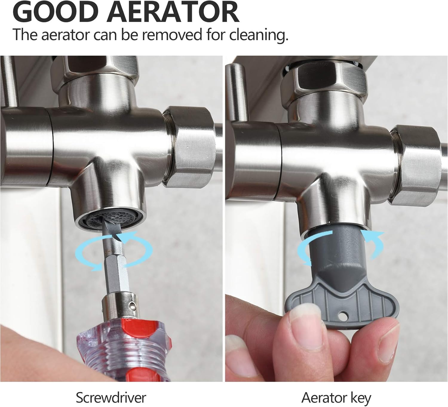 Tecmolog Faucet Valve Splitter Brass Sink Valve Diverter for Kitchen or Bathroom, Sink Hose Connector M22 to M24, Brushed Nickel, SBA021ENA