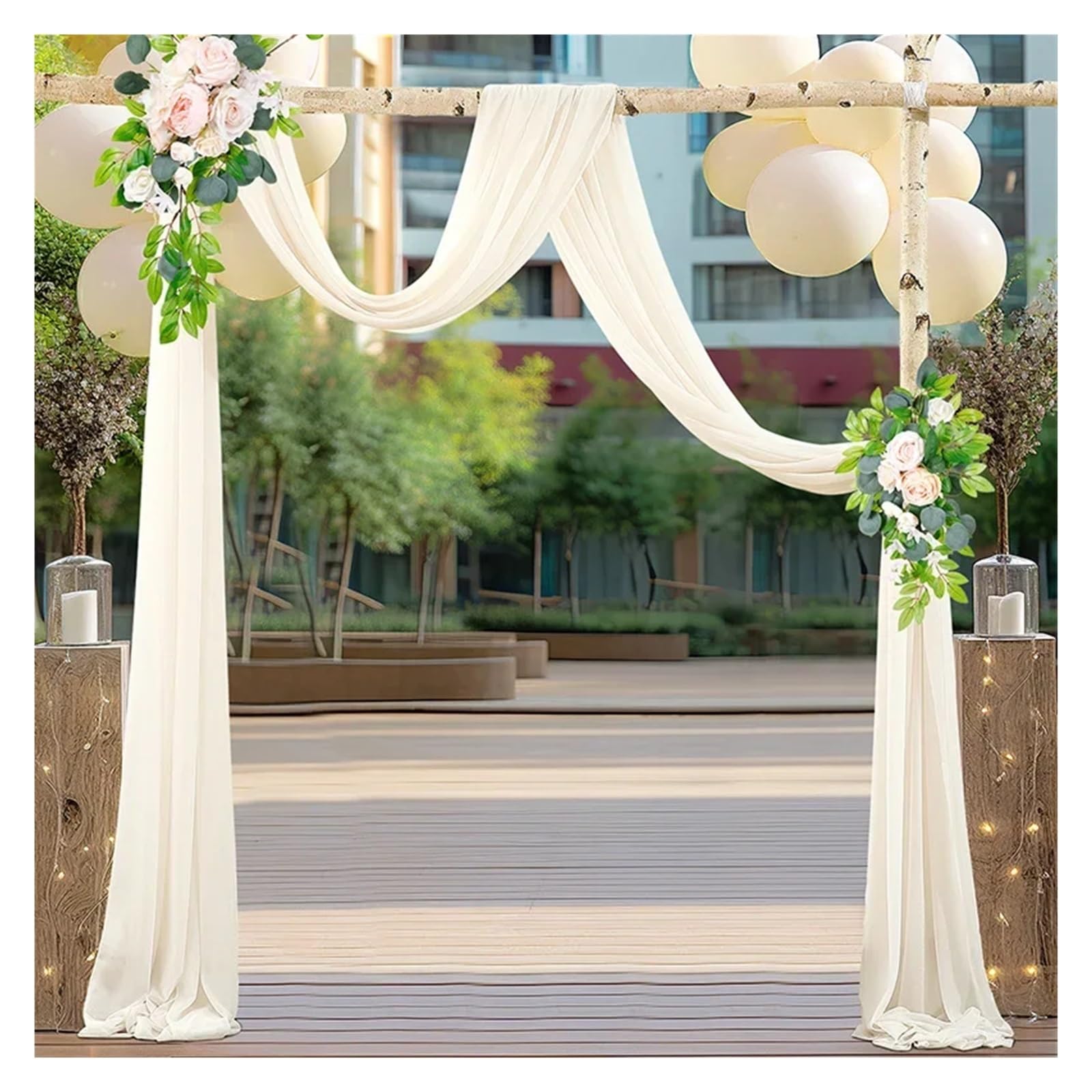 Drapierstoff für Hochzeitsbögen, 2 Stück, durchscheinender Hintergrund, 70 x 500 cm, elegante Zeremonie, Decke und Empfangsdekoration, perfekt für Brautveranstaltungen