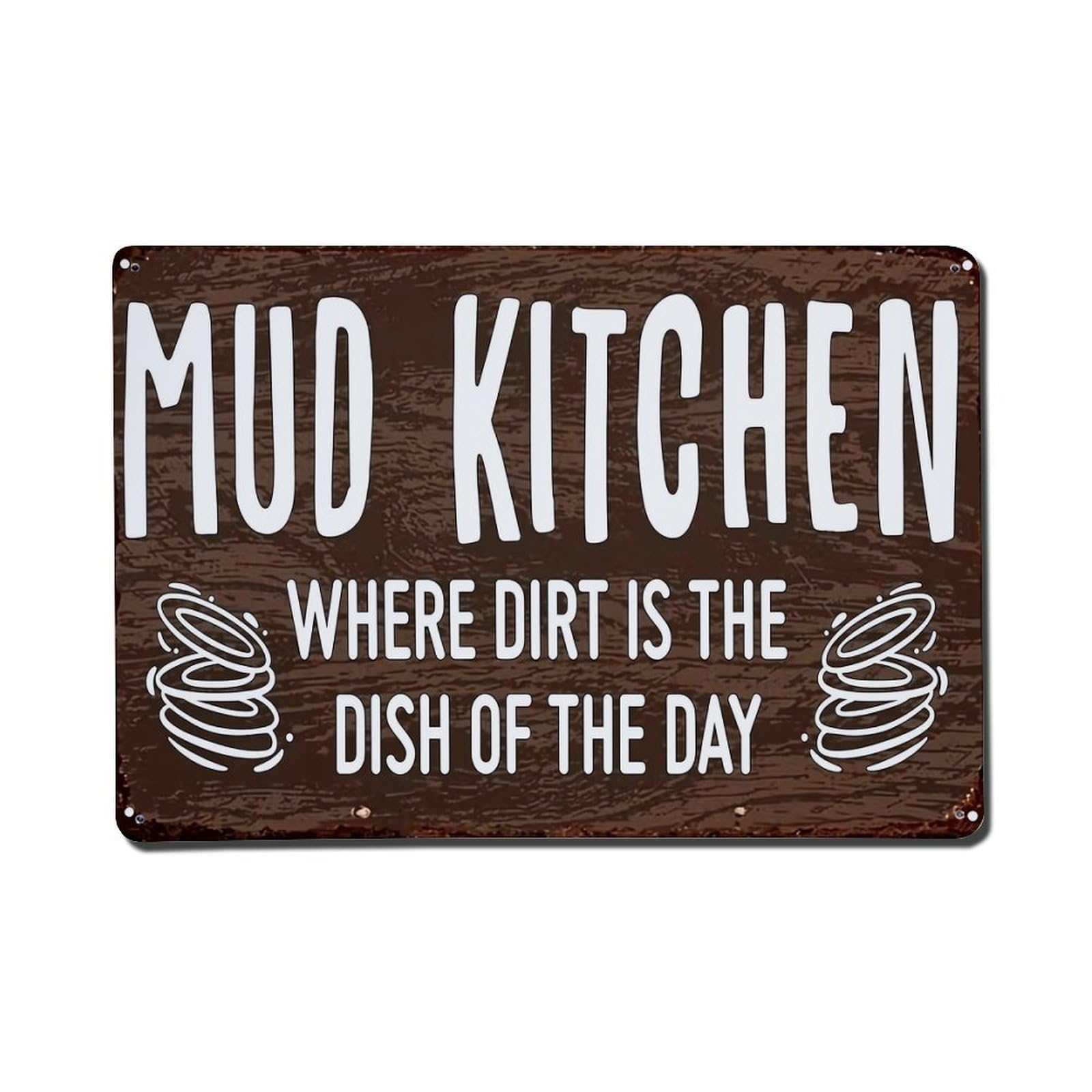 Nestemfo Vintage Mud Kitchen Dirt Dish Day Tin Sign Metal Sign, Living Room,Bar, Home, Bedroom Wall Decor,Retro Metal Poster 8X12 Inches