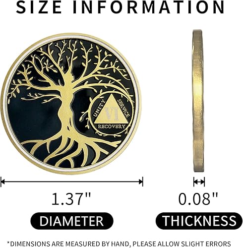 Miniatura 4 de Chip de sobriedad del árbol de la vida de 6 años, chips AA y medallones  Moneda de recuperación de sobriedad  Regalos de sobriedad para celebrar la