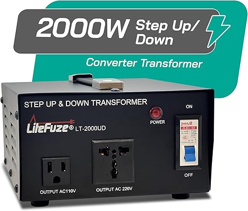 Miniatura 2 de LiteFuze Convertidor de voltaje de 2000 vatios transformador escalonado hacia arribaabajo - Convertidor de potencia de 110 V a 220 V220 V a 110 V -