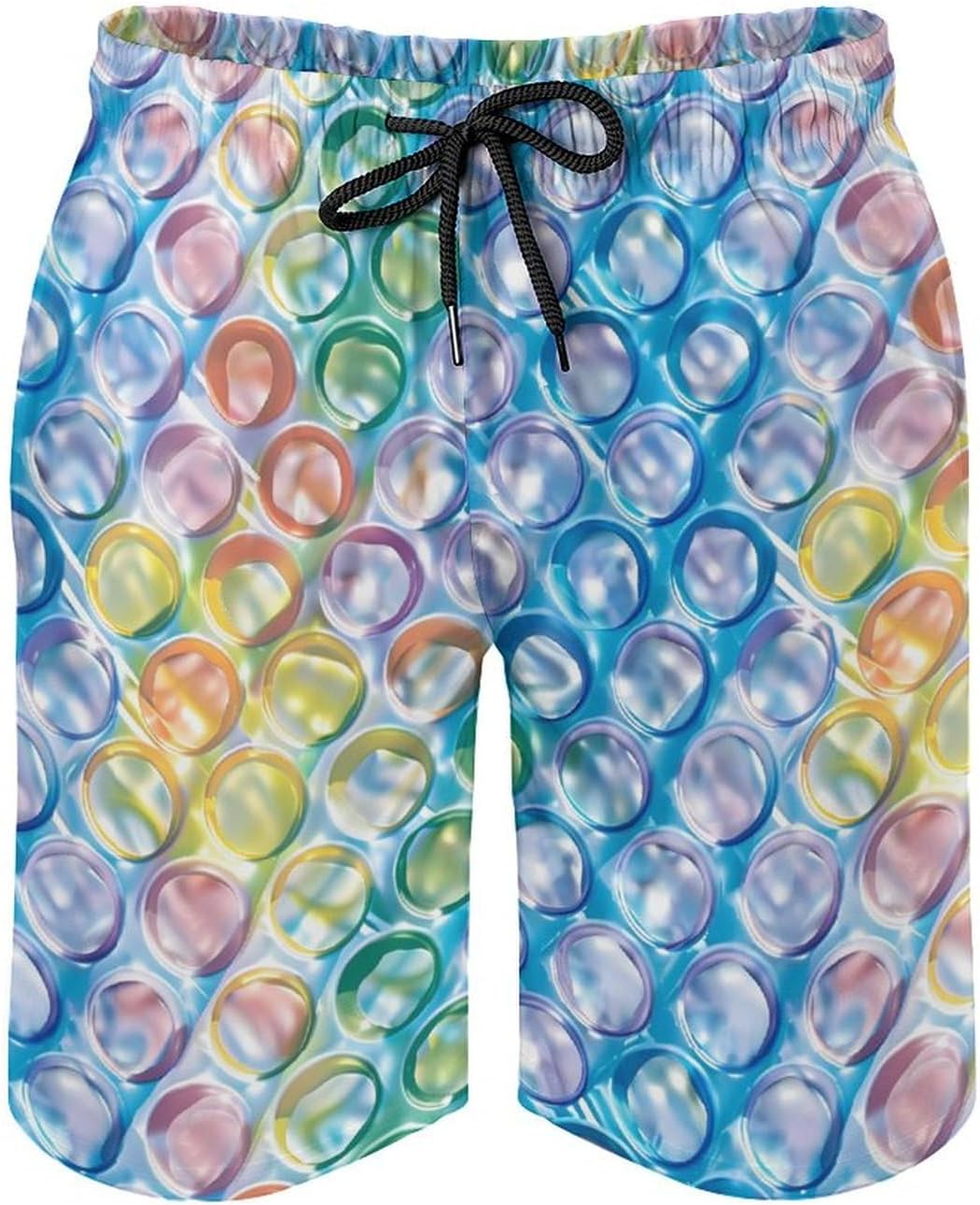 Colorful Bubble Wrap Casual Men's Swim Trunks Novelty Summer Beach Shorts Swimwear with Pocket