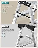 SONGMICS Ladder, 2 Step Ladder, Aluminium Ladder with 2 Non-Slip Steps, Multi-Purpose, Max. Load Capacity 150 kg, Silver Grey and Ink Black GLT012E01 - 8