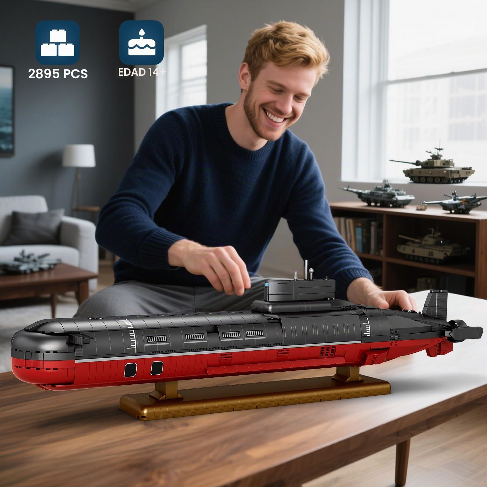 Reobrix Kit de construcción de submarino atómico 33048 Historia de la Guerra Fría, coleccionable, kit de equipo militar para adultos, juguete de menta, regalo para hombres y niños