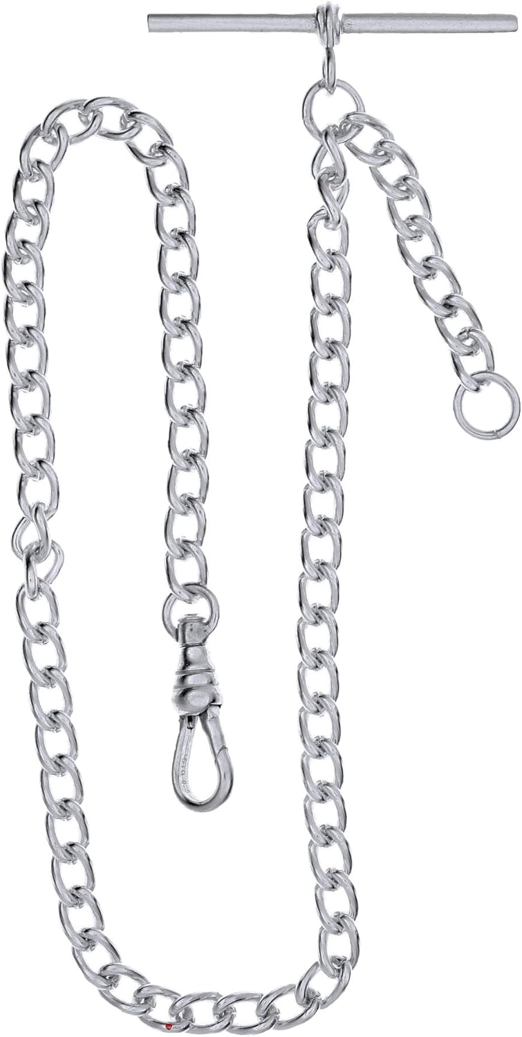 I LUV LTD Single Albert Chain for Pocket Watch - Sterling Silver - Gift Gents : Clothing, Shoes & Jewelry