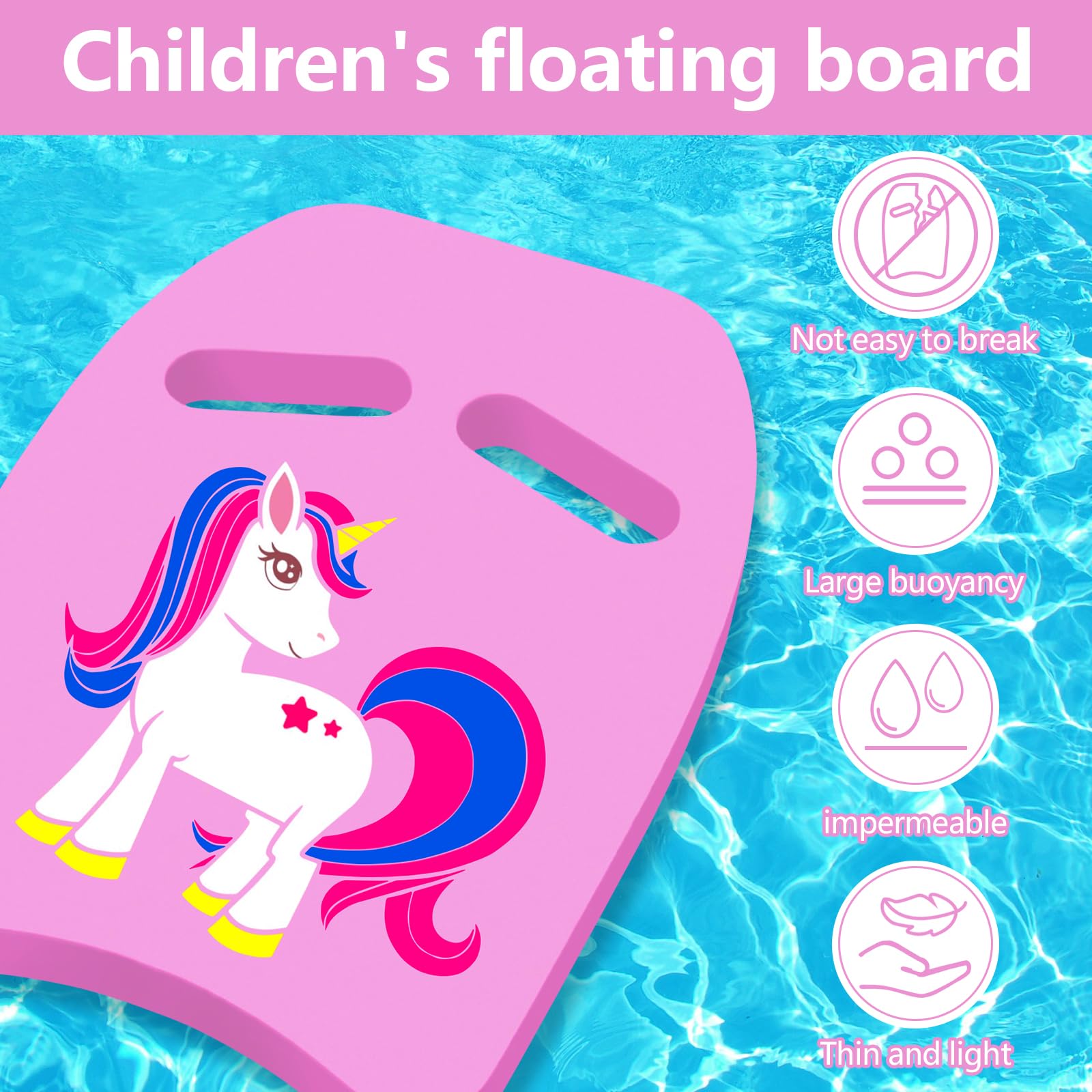 Giugio Tabla de natación para niños, equipo de entrenamiento con asas, tabla de natación para niños a partir de 3 años, patrón de dibujos animados, tablas de natación para ejercicios de natación y