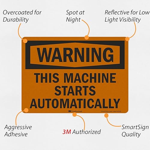 Miniatura 4 de SmartSign Etiqueta OSHA de 5 x 7 pulgadas, vinilo laminado de 5.5 mil, material reflectante de grado ingeniero 3M, negro y naranja