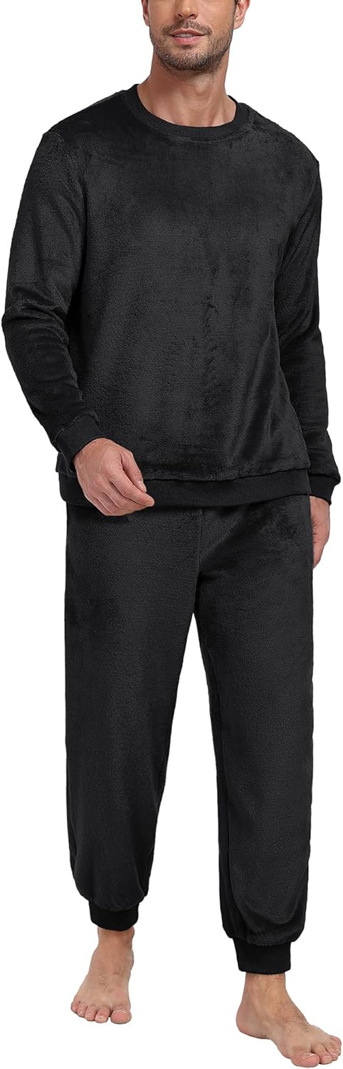 PrinStory Men's Pajamas Set - Winter Coral Fleece Long Sleeve Tops and Bottoms,Soft Plush Warm Loungewear With Pockets S-2XL - Image 4