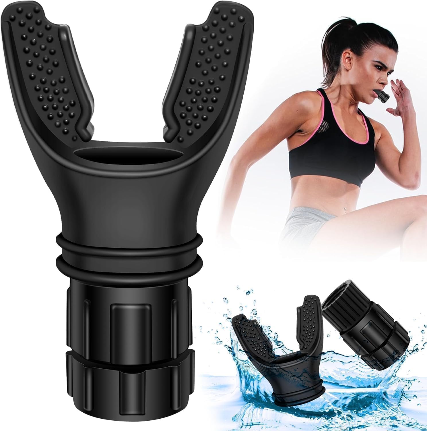 JUFAB Portable Oxyflow Breathing Trainer Device Lungs Exercise Equipment Breathing Trainer Oxy Boost For Men And Women Running Breathing Trainer (Black)-image-9