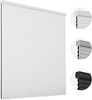 JOYDECO Cordless Blackout Cellular Shades 35x64 Inch White Honeycomb Blinds - Waterproof Window Shades for Bedroom, Living Room