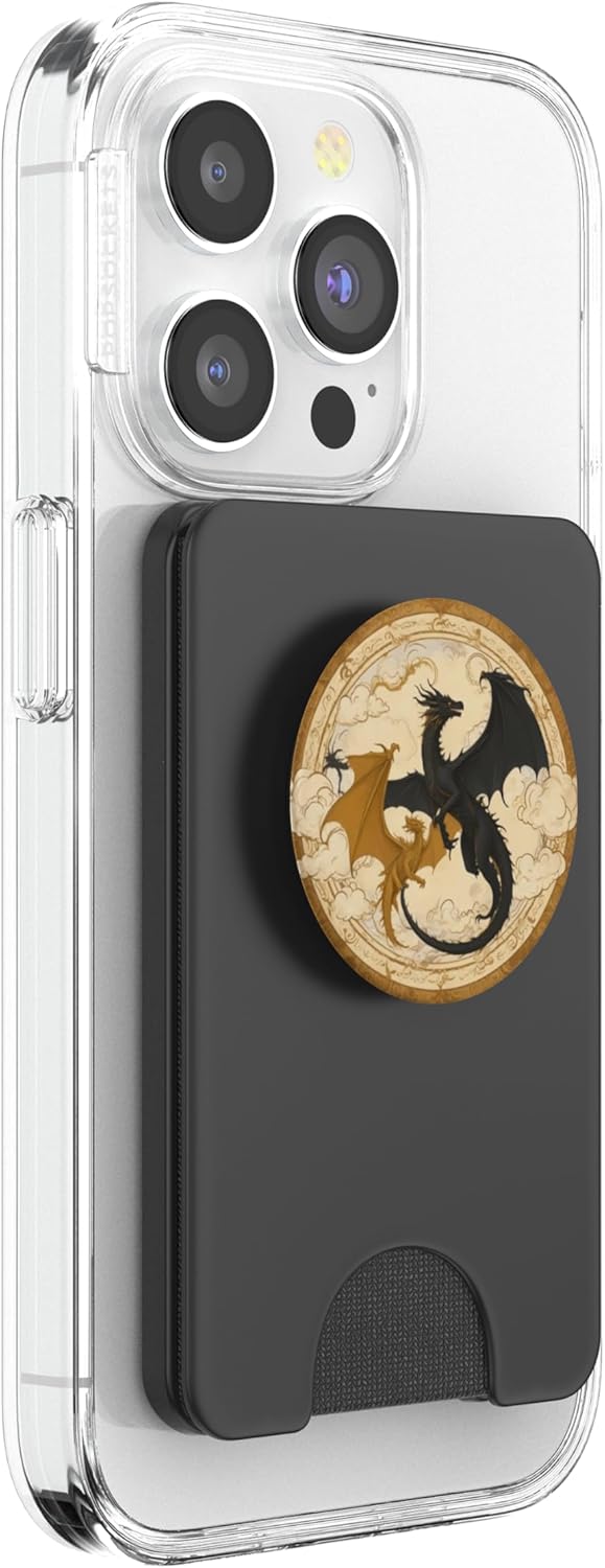 Black Dragon Book Lover Booktrovert Librarian Bookish PopSockets PopWallet for MagSafe