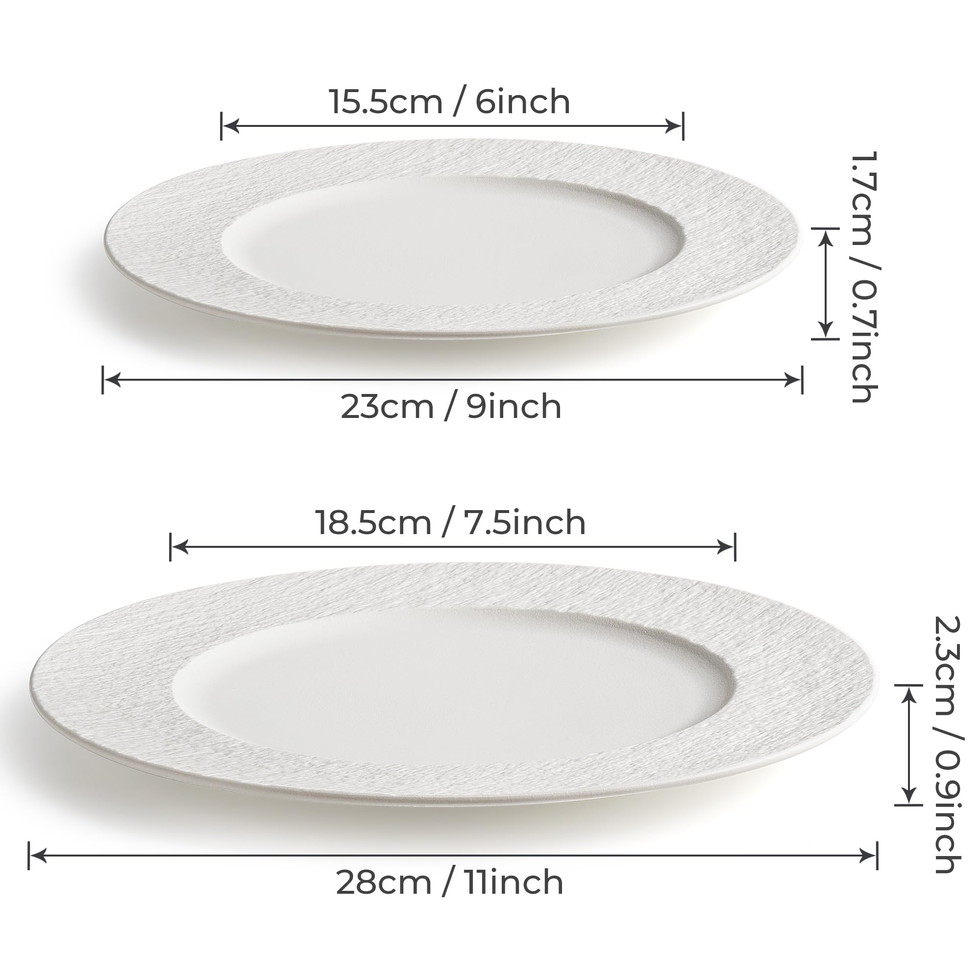 MIAMIO, 23 cm, Set of 4 Dinner Plates/Ceramic Plate Set, Crockery Set, Modern Plates, Microwave and Dishwasher Safe - Image 2