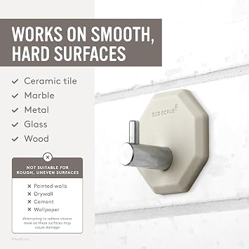 Sud Scrub Body Scrubber + Extender Handle + Shower Hook Set (Clay)