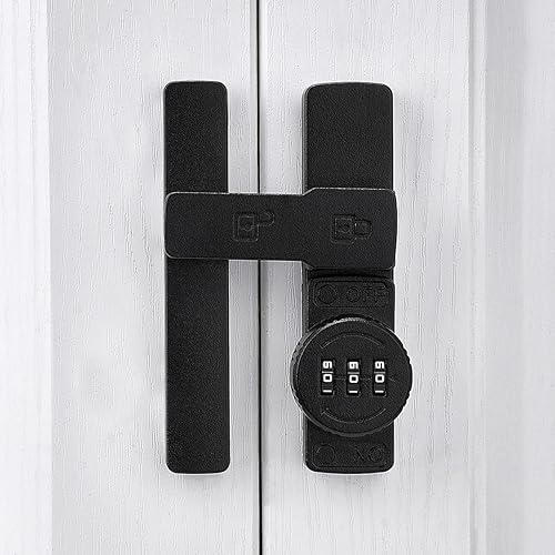 Miniatura 4 de Cerradura de puerta de granero negro mate de 180 grados, cerradura de contraseña mecánica, contraseña de 3 dígitos, pestillo abatible con